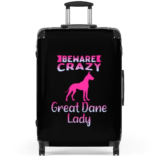 Beware Crazy Great Dane Lady Suitcases