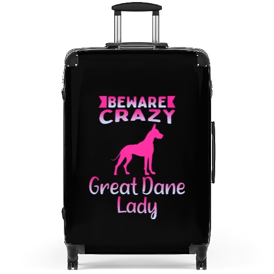 Beware Crazy Great Dane Lady Suitcases