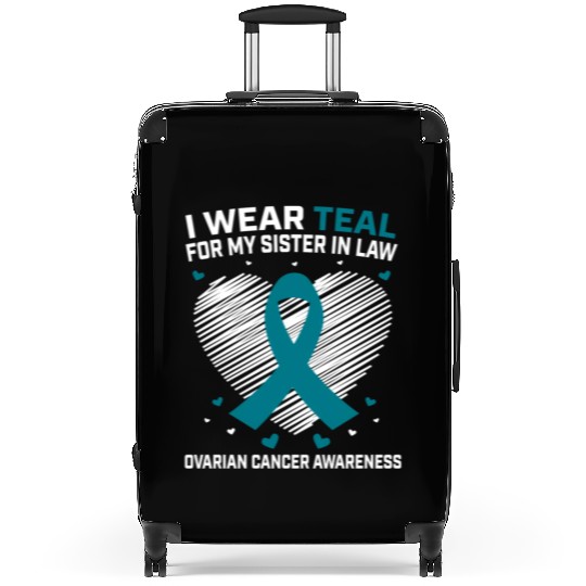 Heart I Wear Teal For Sister In Law Ovarian Suitcases