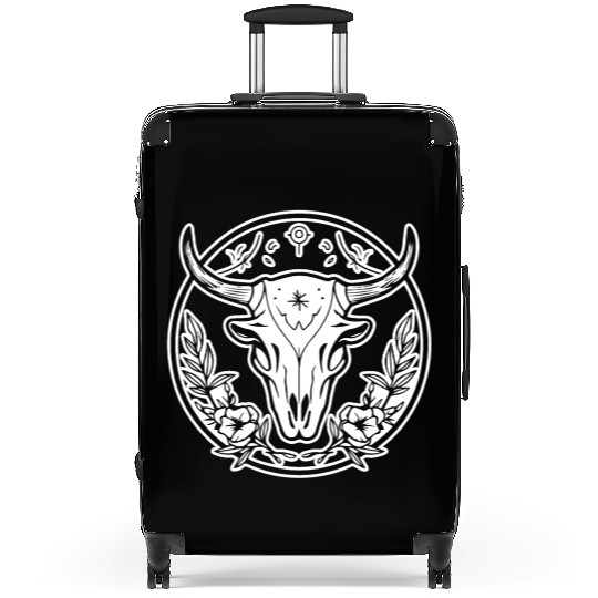 Cow Skull Boho Suitcases