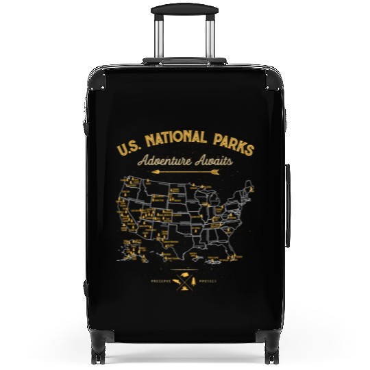 62 National Par Map Us Park Camping Hiking Suitcases
