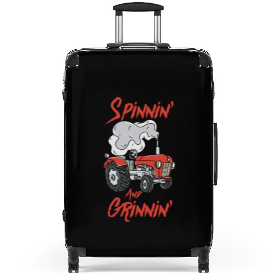 Tractor Pulling Farmer Suitcases