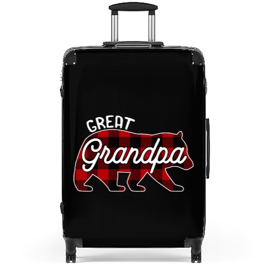 Great Grandpa Bear Red Buffalo Plaid Family Suitcases