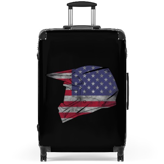 Usa Motocross Dirt Bike American Flag Helmet Suitcases