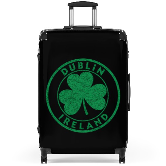 Dublin Ireland Shamrock Sign Distressed Green Suitcases