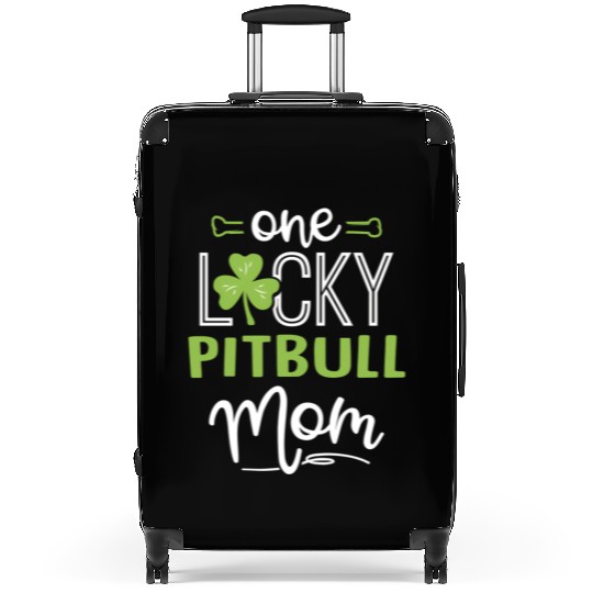 One Lucky Pitbull Dog Mom St Patric Day Suitcases