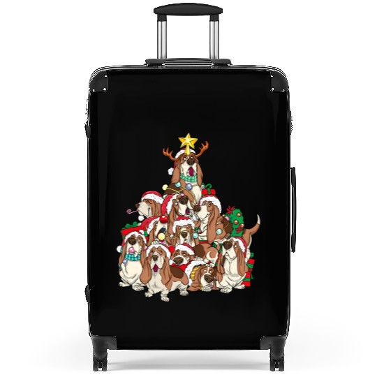 Basset Hound Dog Tree Dog Santa Suitcases