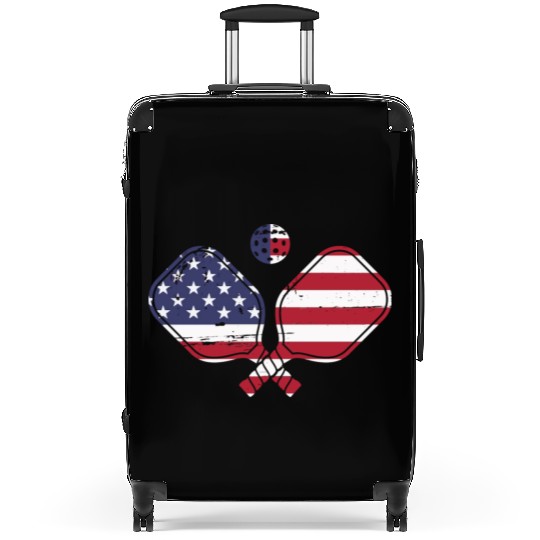 Patriotic Pickleball US Flag Paddleball Design Suitcases