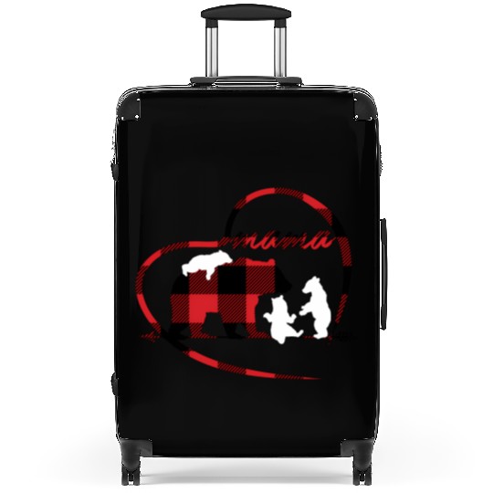 Mama Bear 3 Cubs Red Buffalo Plaid Heart For Mom Suitcases