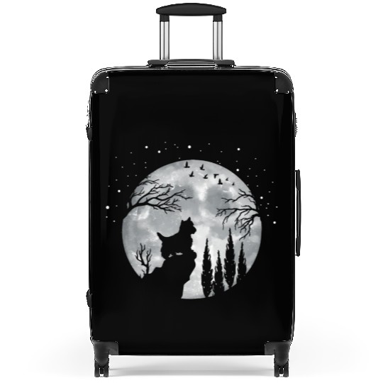 Yorhire Terrier Full Moon At Night Pet Suitcases