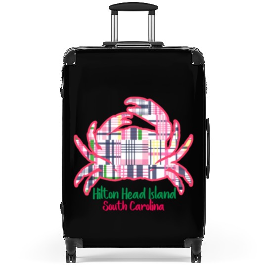 Hilton Head Island Preppy Plaid Crab Suitcases