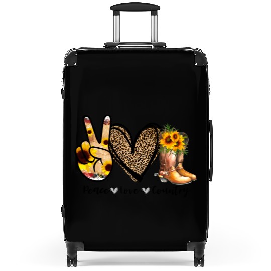 Sunflower Peace Love Country Cowgirl Midwest Boot Suitcases