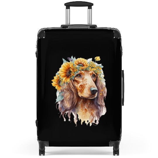 Watercolor Dachshund Sunflower Dog Breed Pet Puppy Suitcases