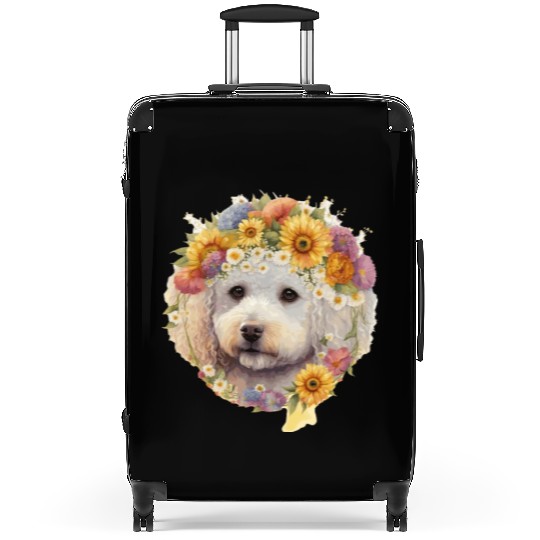 Watercolor Bichon Frise Sunflower Dog Breed Pet Pu Suitcases