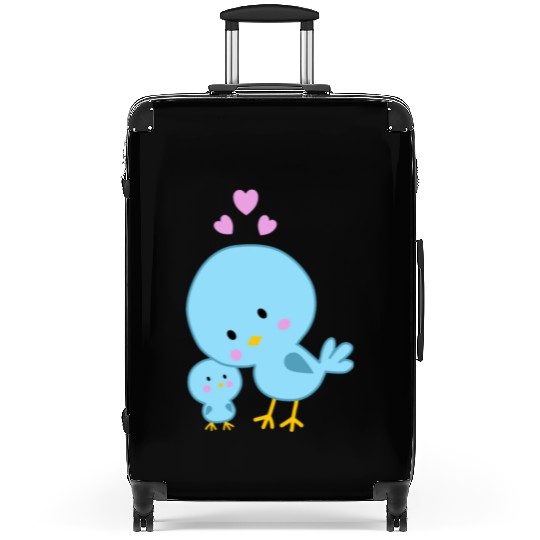 Bird parent and bird baby with hearts and love Suitcases
