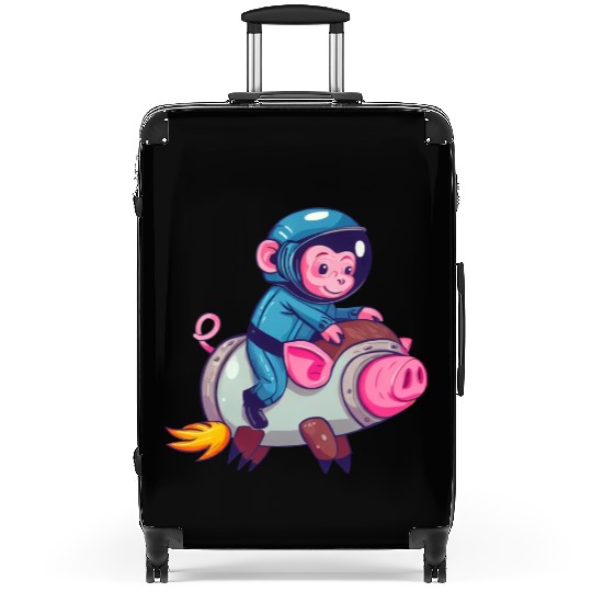 Pig and Monkey as Astronauts Suitcases
