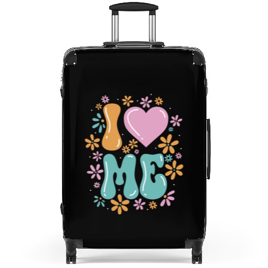 I Love Me Balloon Heart Decor Flower Floral Suitcases