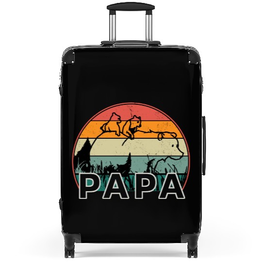 Papa Bear With Cubs Retro Grizzly Bear Forest Tree Suitcases