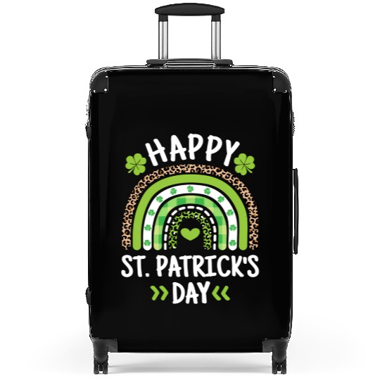 Happy St Patric Day Leopard Print Rainbow Suitcases