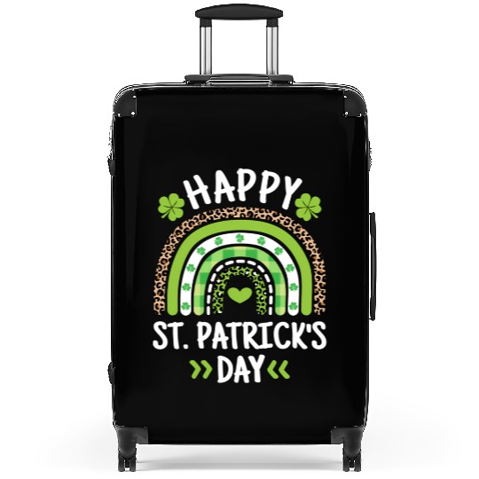 Happy St Patric Day Leopard Print Rainbow Suitcases