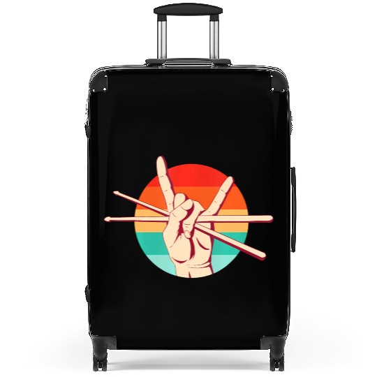 Drummer Retrounset Playing music Rocking Out Suitcases