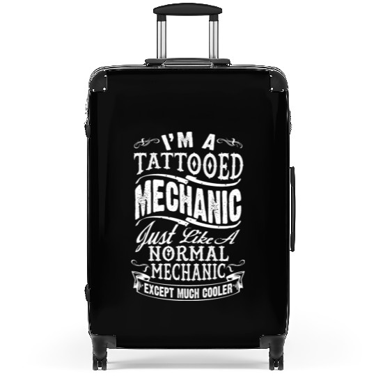 Funny Tattooed Mechanic Suitcases