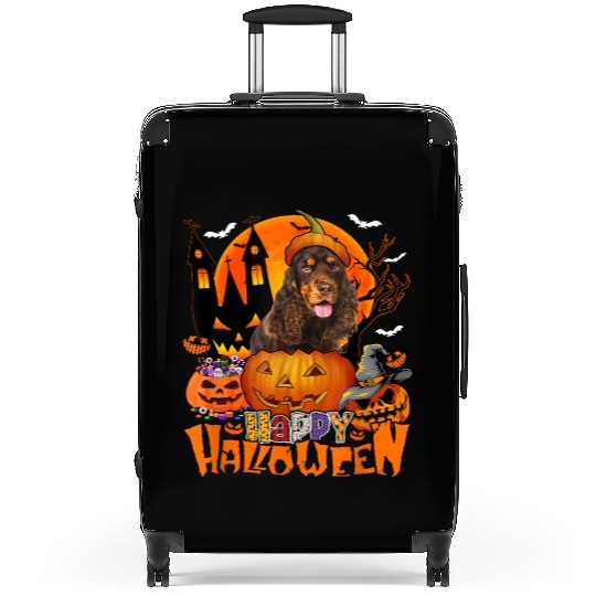 Halloween English Cocker Spaniel In Candy Suitcases