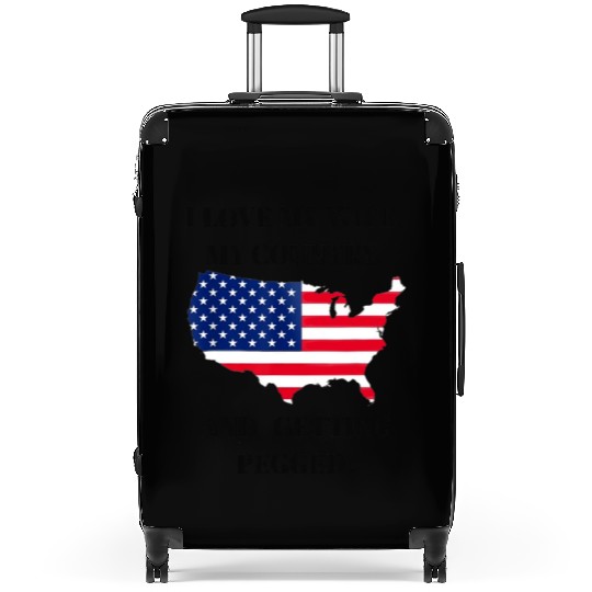 I LOVE MY WIFE, MY COUNTRY, AND GETTING PEGGED Suitcases