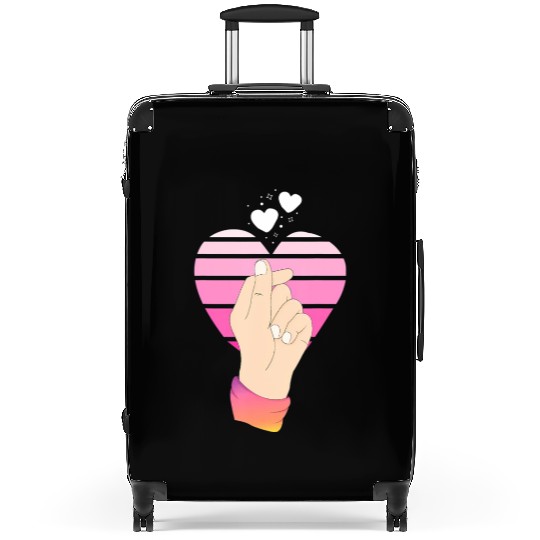 Finger Heart Pink K-Pop Korean Music KPop Suitcases