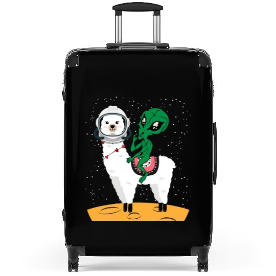 Llama Alien Funny Animal Pun Joke Lover Spacecraft Suitcases