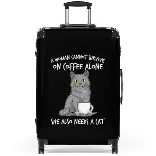 Woman Cat Lover Coffee Lover Caffeine Meow Suitcases