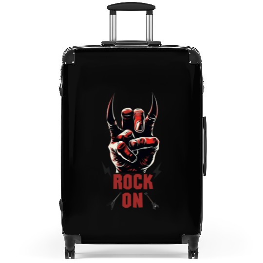 Rock music hand devil horns rock musician Suitcases