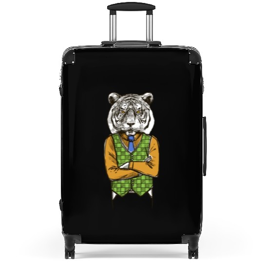 Tiger Wearing classic Suitcases