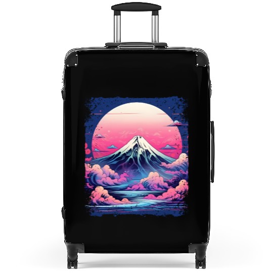 Vaporwave Volcano Aesthetic Japan Sight Mount Fuji Suitcases