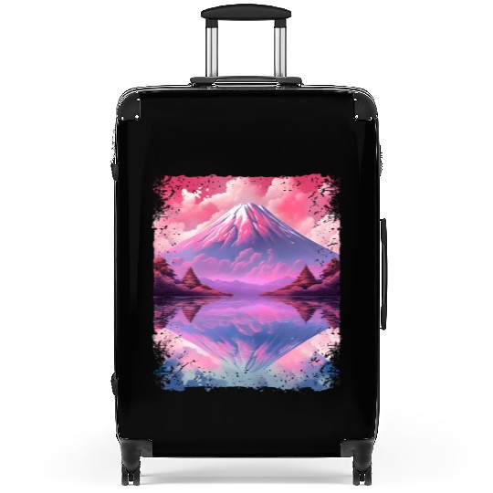 Aesthetic Vaporwave Volcano Japan Sight Mount Fuji Suitcases