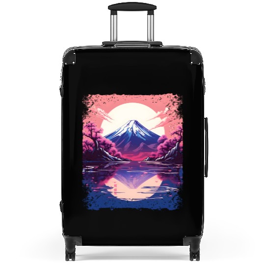 Vaporwave Aesthetic Japan Sight Mount Fuji Volcano Suitcases