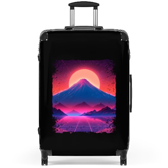 Aesthetic Vaporwave Japan Sight Mount Fuji Volcano Suitcases