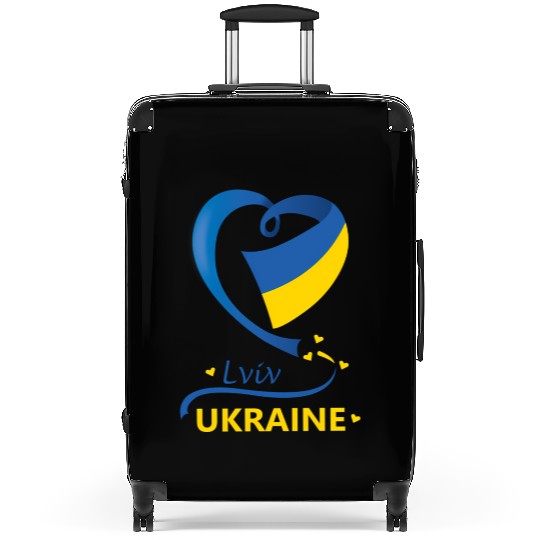 Lviv Ukraine National Flag Heart Emblem Crest Suitcases