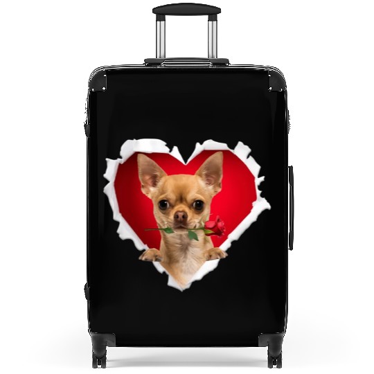Chihuahua Dog Rose Heart Day Suitcases