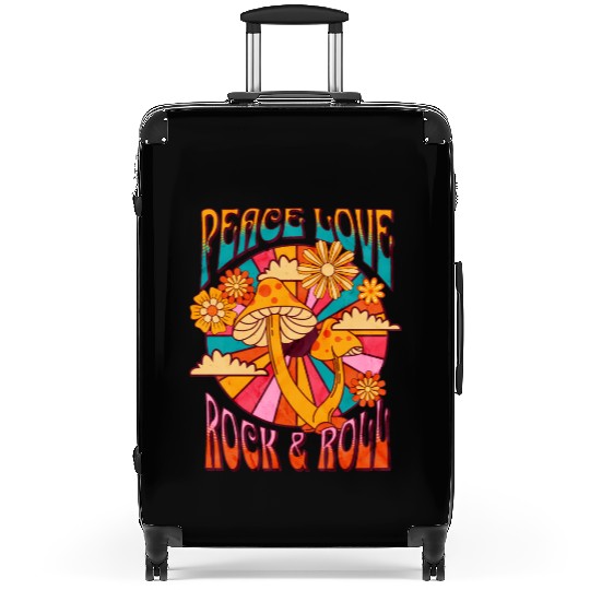 Peace Love Rock And Roll Distressed Rock Concert Suitcases