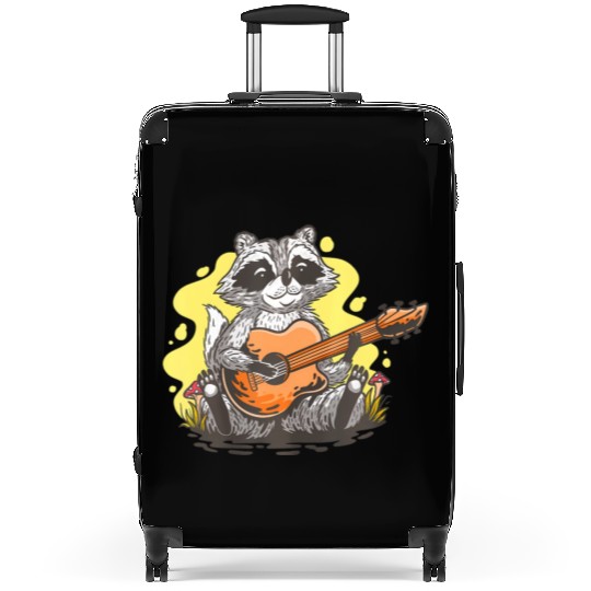 Raccoon With Guitar Suitcases