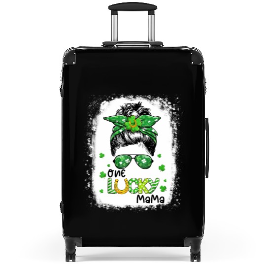 One Lucky Mama St Patric Day Mom Mother Shamrock Suitcases