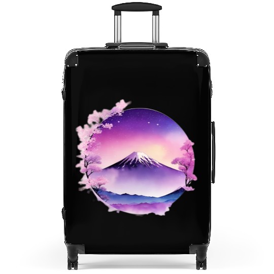 Japan Mount Fuji Dreamy Lo-Fi Style Retro Purple Suitcases