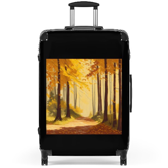 Whispers of Golden Autumn: A Serene Forest Retre Suitcases