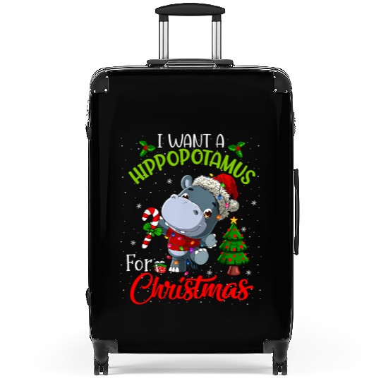I Want A Hippopotamus For Xmas Hippo Suitcases