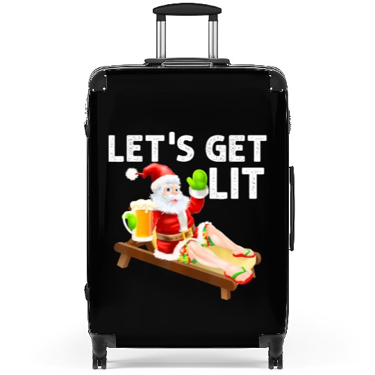 Lets Get Lit Santa Funny Christmas In July Santa Suitcases