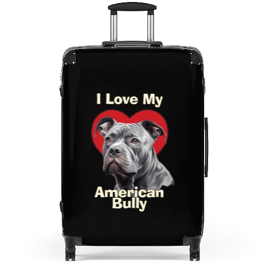 I Love My American Bully Puppy Dog Suitcases