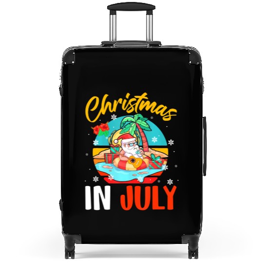 Christmas In July Hawaiian Santa Relaxing On Suitcases