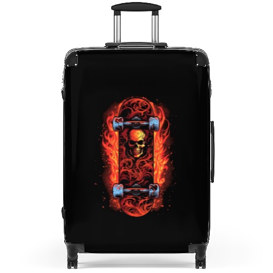 Skateboarding Flaming Skateboard Skates Flames Suitcases
