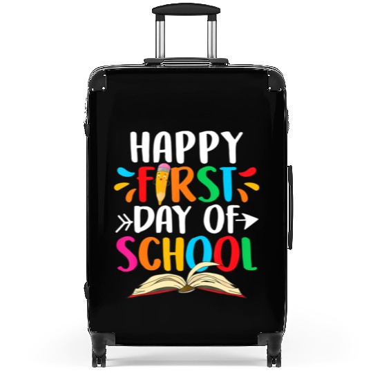 Happy First Day Of School Teacher Student Back To Suitcases